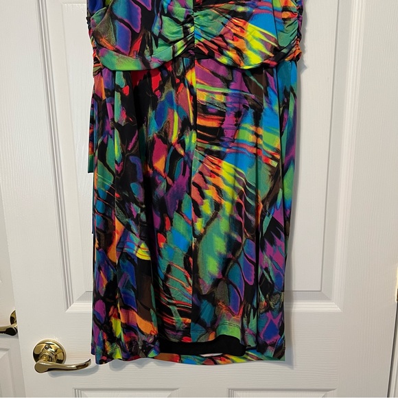 Bisou Michele Bohbot Abstract Multi artsy color dress spaghetti straps 10 - Picture 13 of 15